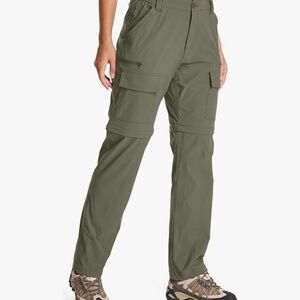Olive Green Hiking Cargo Pants Convertible Quick Dry Stretch Lightweight Zip Off